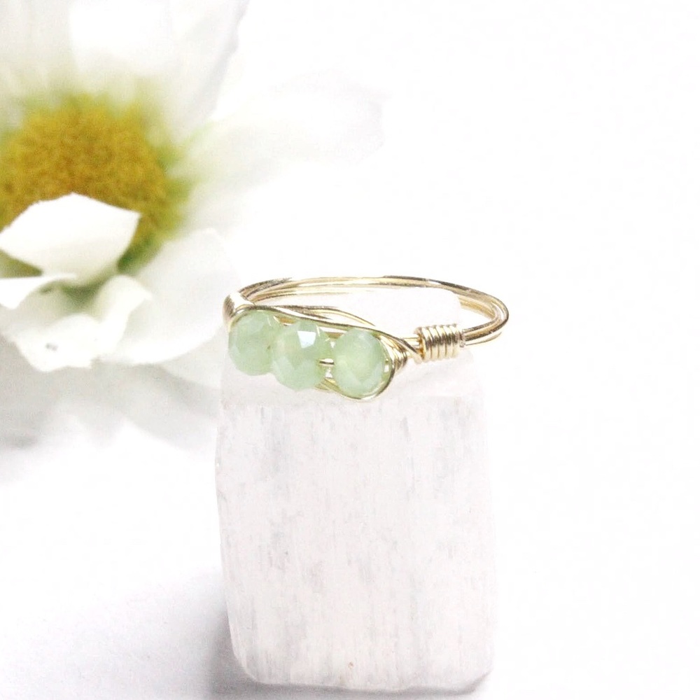 Handmade Wire Wrapped Green Bohemian Ring